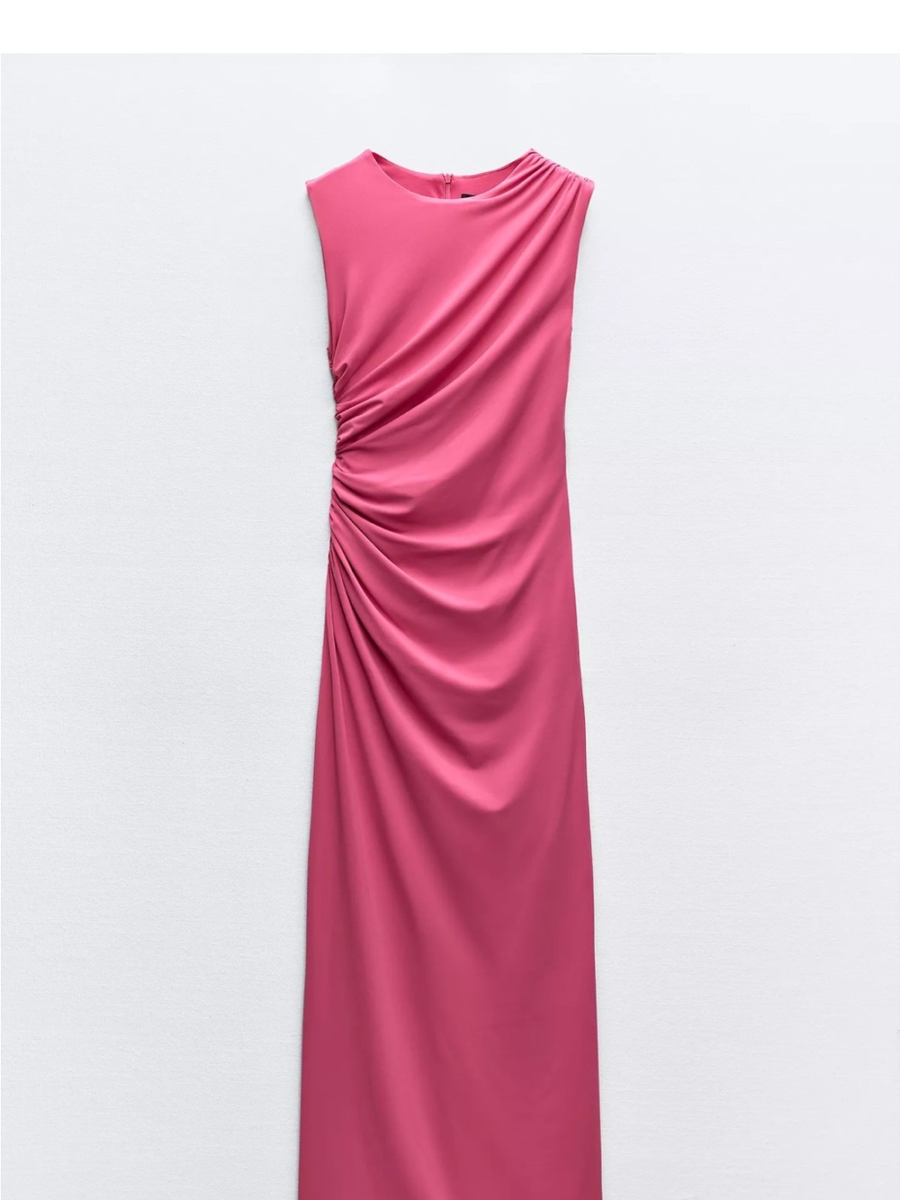 Zara Fuchsia Sleeveless Ruched Maxi Dress